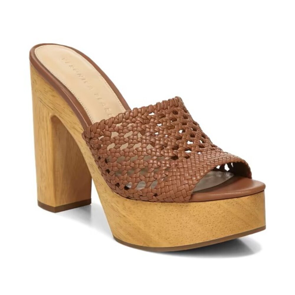 VERONICA BEARD Woven Leather Platform Clog Sandals